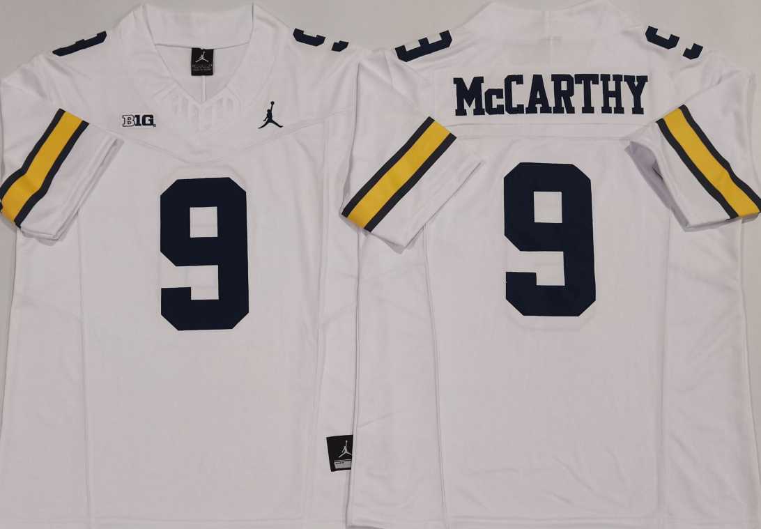 Men%27s Michigan Wolverines #9 J.J. McCarthy White 2024 F.U.S.E. Stitched Jersey